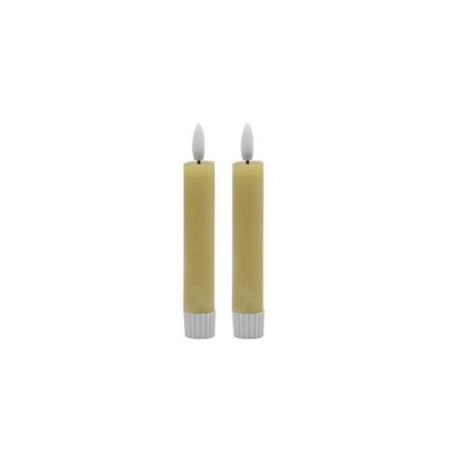 2 SET SM CHAMPAGNE TAPER FLAMELESS CANDLE