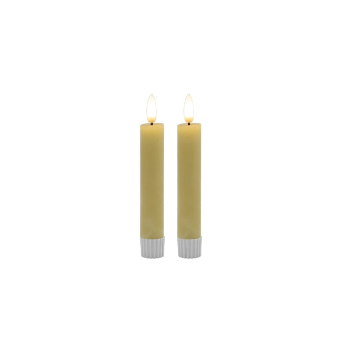 2 SET SM CHAMPAGNE TAPER FLAMELESS CANDLE