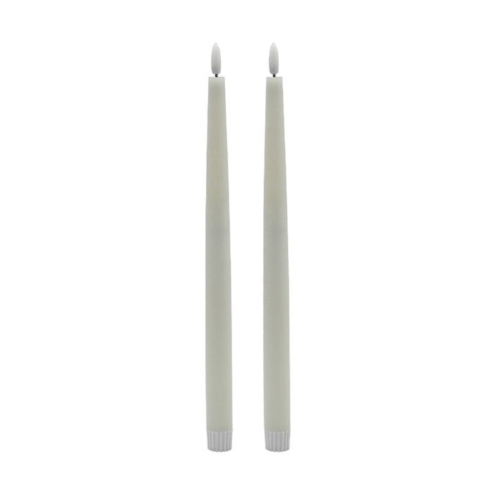 2 SET TALL WHITE FLAMELESS TAPER CANDLE
