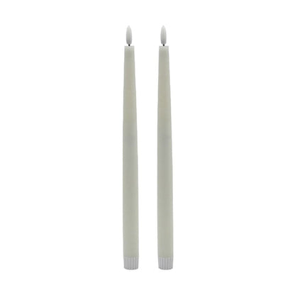 2 SET TALL WHITE FLAMELESS TAPER CANDLE