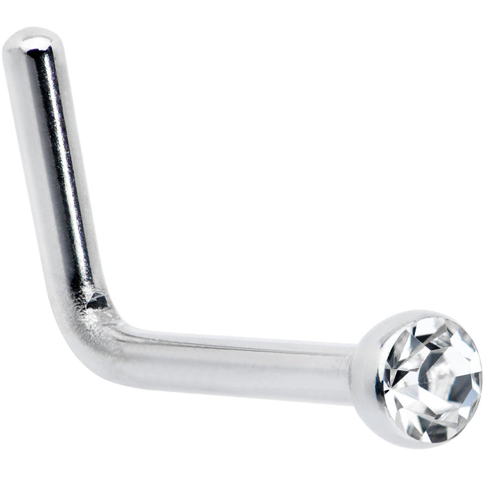 20G Stainless Steel Clear Gem Micro Nose Ring L-Shaped