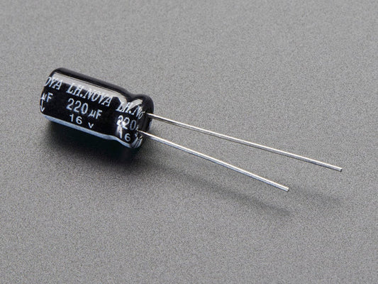 220uF 16V Electrolytic Capacitors - Pack of 10 by The Pi Hut - The Pi Hut
