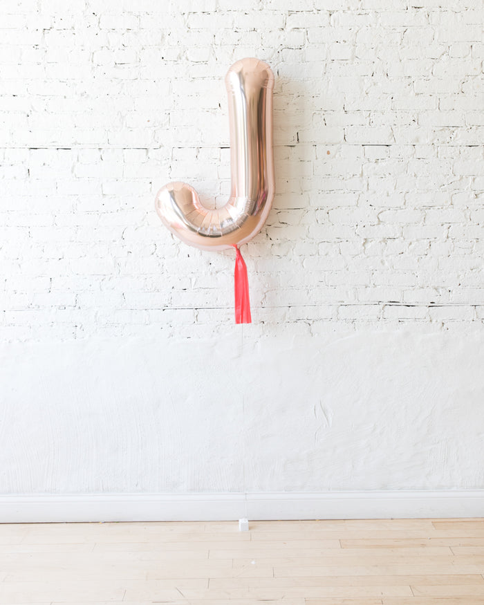 34in Rose Gold Individual Foil Letter with Coral Skirt