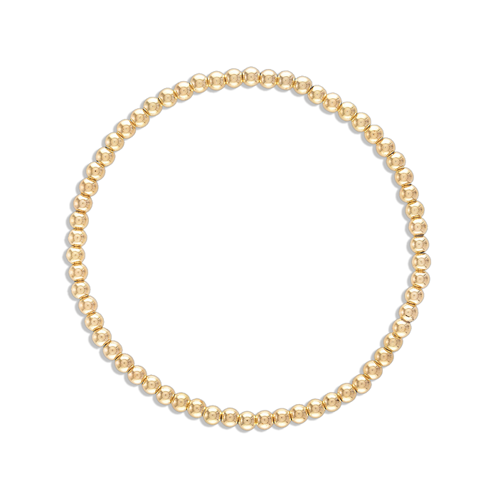 3MM Ball Bracelet - dainty 14k gold filled 3mm gold ball stretch bracelet