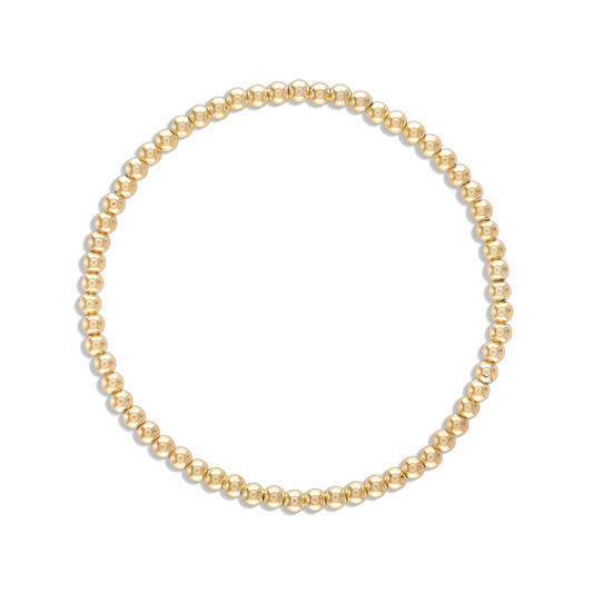 3MM Ball Bracelet - dainty 14k gold filled 3mm gold ball stretch bracelet