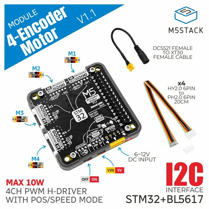 4-Channel Encoder Motor Driver Module (STM32F030) v1.1 - m5stack-store