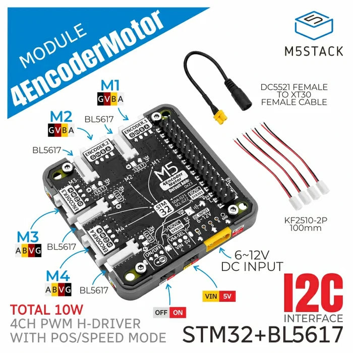 4-Channel Encoder Motor Driver Module (STM32F030) - m5stack-store