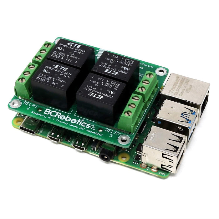 4-Channel Relay HAT for Raspberry Pi by BCRobotics - The Pi Hut