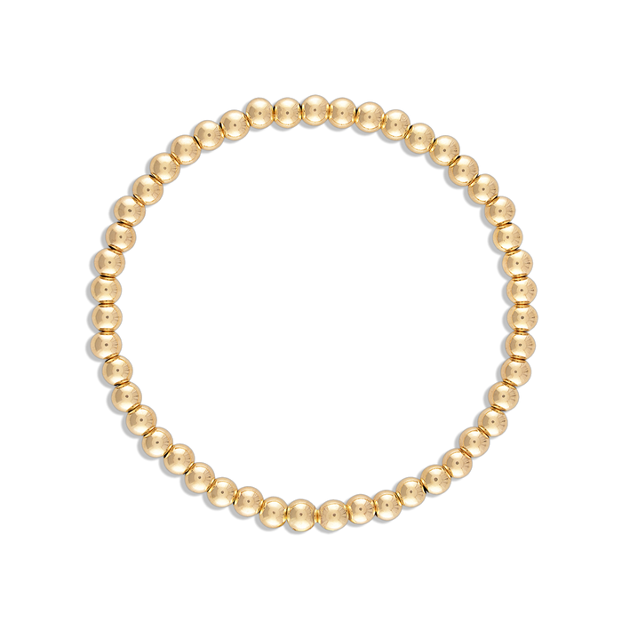 4MM Ball Bracelet - 14k gold filled 4mm gold ball stretch bracelet, water resistant