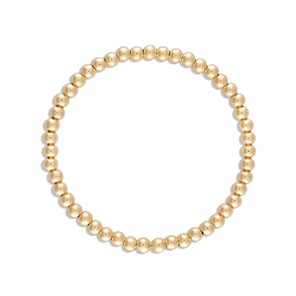 4MM Ball Bracelet - 14k gold filled 4mm gold ball stretch bracelet, water resistant
