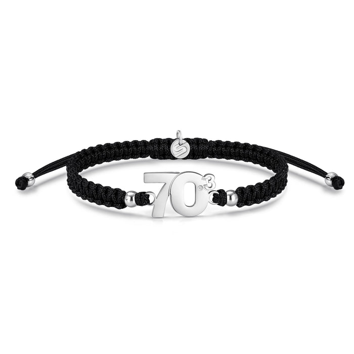 70.3 Silver Black Braided Bracelet