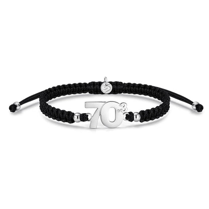 70.3 Silver Black Braided Bracelet