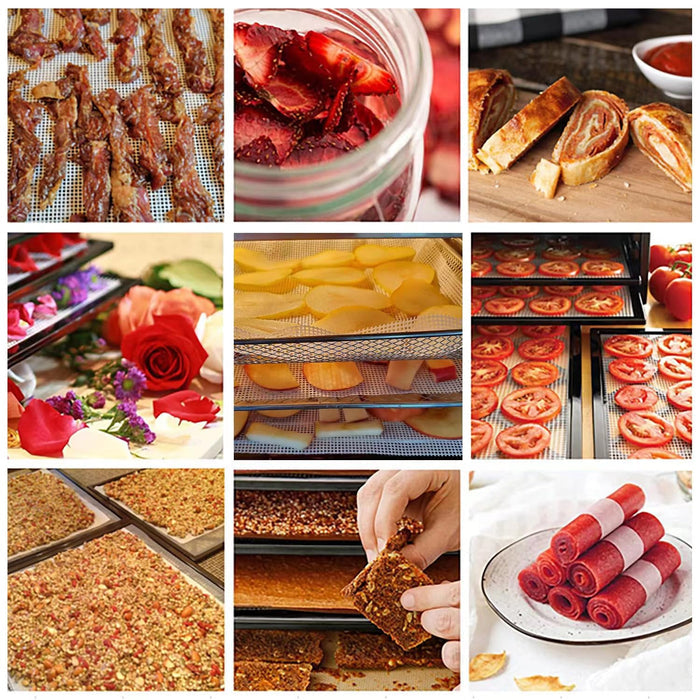 8 Pcs Silicone Dehydrator Sheets, Premium Non Stick Dehydrator Mats, Fruit Dryer Mesh for Food Dehydrator, 14x14 in Yezow