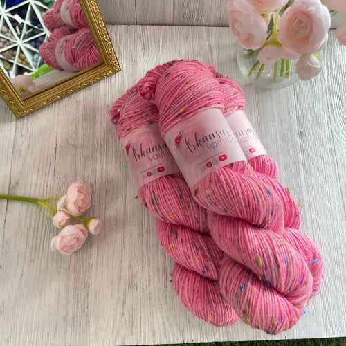 Strawberry Funfetti: DK Rainbow Tweed