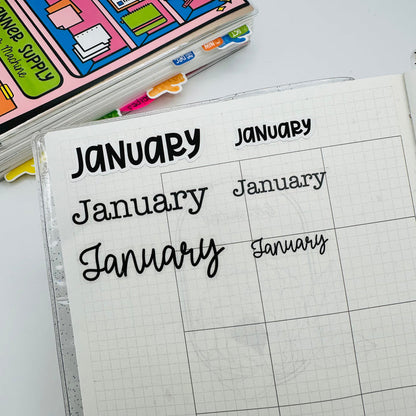 Colorful Month of the Year Text Stickers