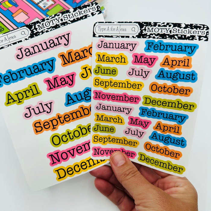 Colorful Month of the Year Text Stickers