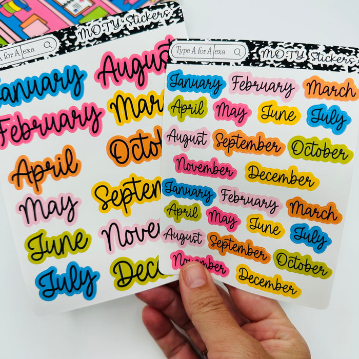 Colorful Month of the Year Text Stickers