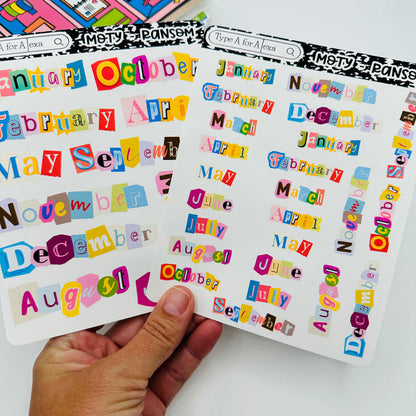 Ransom Font Month of the Year Text Stickers