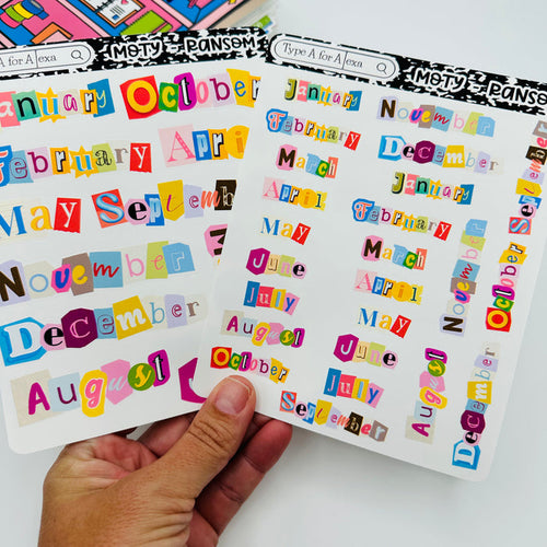 Ransom Font Month of the Year Text Stickers