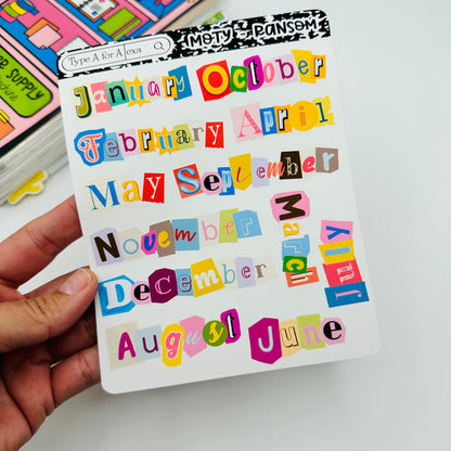 Ransom Font Month of the Year Text Stickers