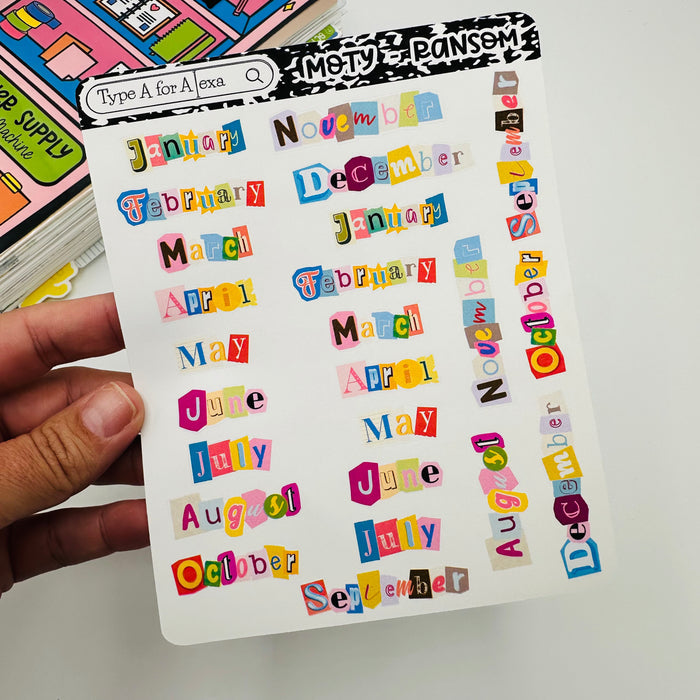Ransom Font Month of the Year Text Stickers