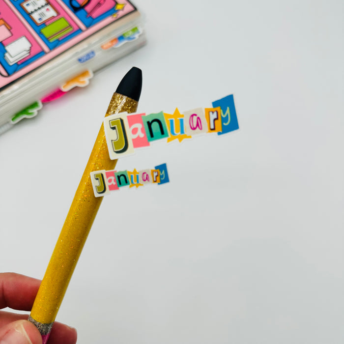 Ransom Font Month of the Year Text Stickers