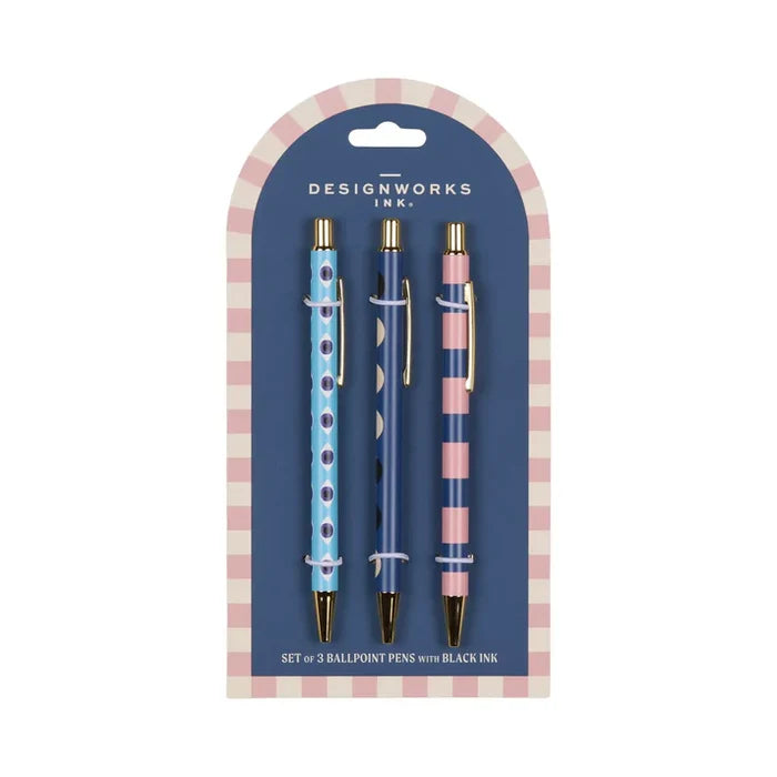 A DOPO SET OF 3 PENS- EYE, MOON, STRIPES