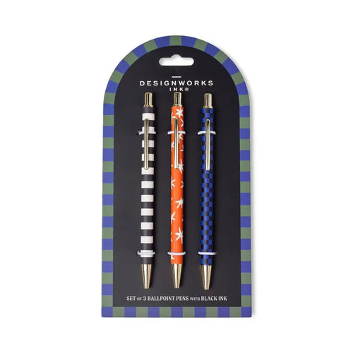 A DOPO SET OF 3 PENS-STRIPE, STAR, CHECK