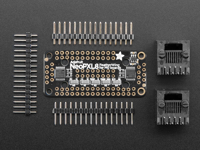 Adafruit NeoPXL8 FeatherWing for Feather M0 - 8 x DMA NeoPixels! by Adafruit - The Pi Hut