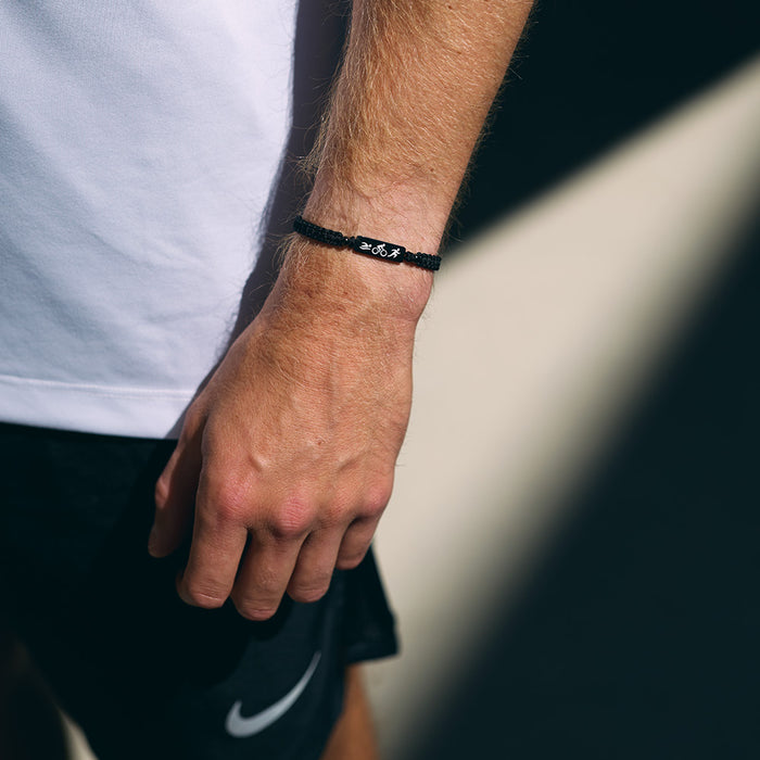 All Black Triathlon Braided Bracelet