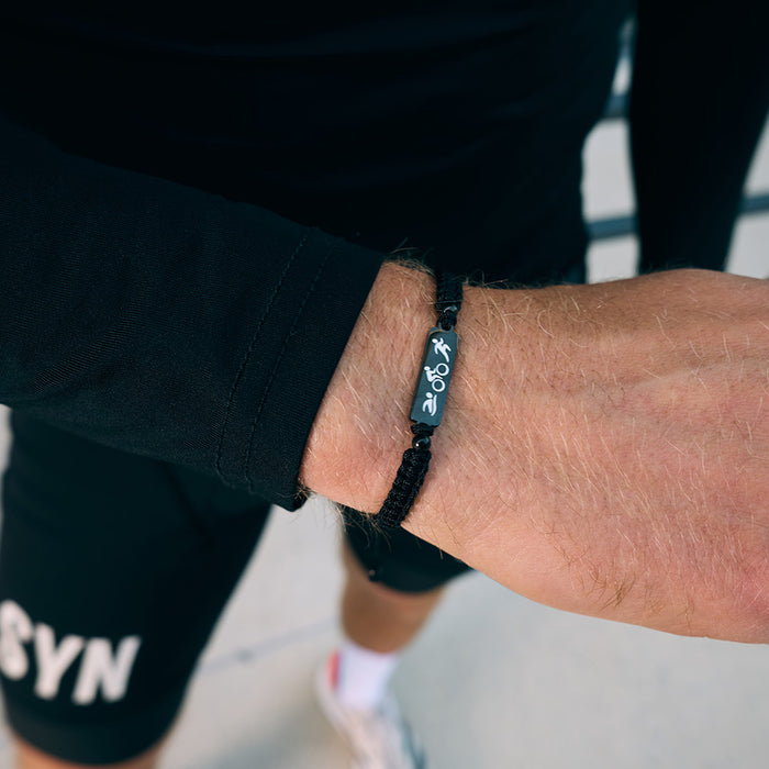 All Black Triathlon Braided Bracelet