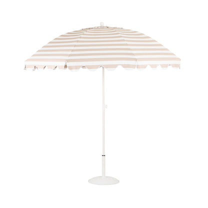Amalfi Umbrella Scallop Edge Taupe/White Stripe