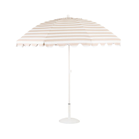 Amalfi Umbrella Scallop Edge Taupe/White Stripe