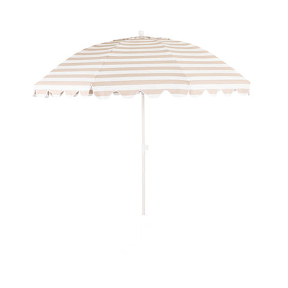 Amalfi Umbrella Scallop Edge Taupe/White Stripe