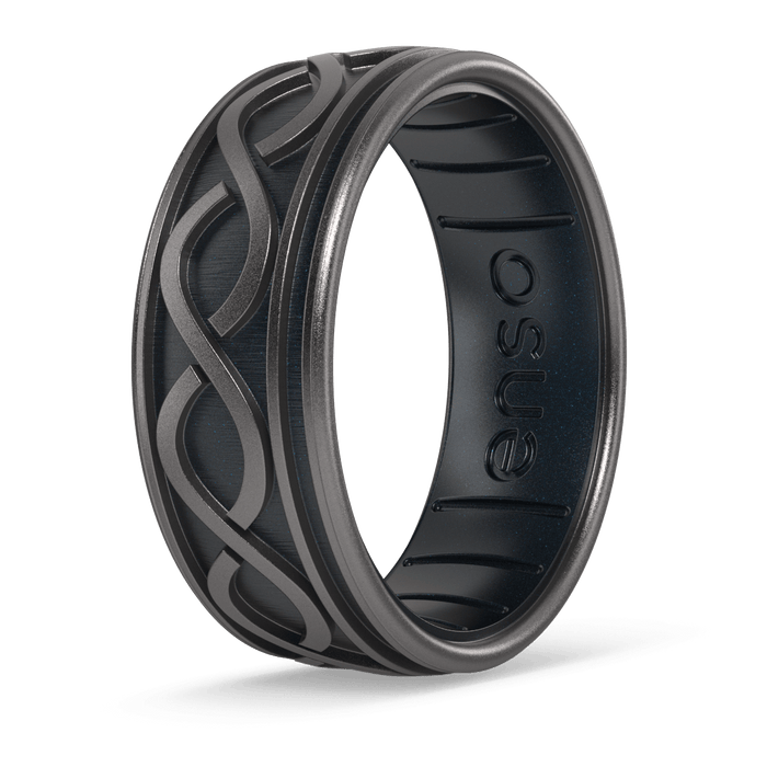 The Lord of the Rings Silicone Ring - Aragorn's Devotion - Platinum/Black Pearl