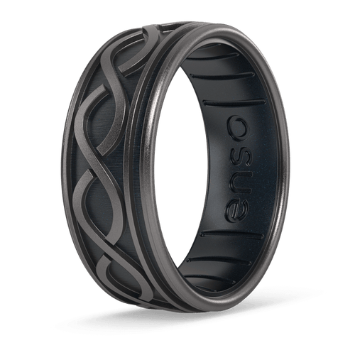 The Lord of the Rings Silicone Ring - Aragorn's Devotion - Platinum/Black Pearl