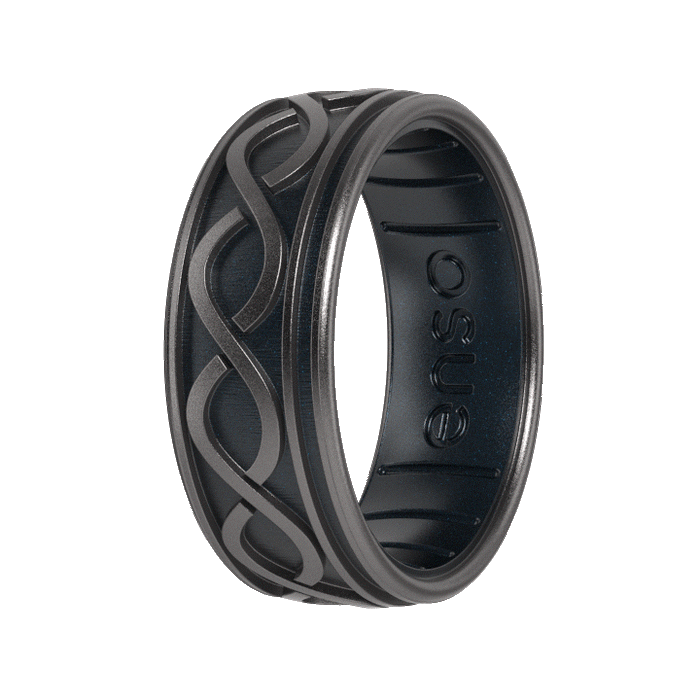 The Lord of the Rings Silicone Ring - Aragorn's Devotion - Platinum/Black Pearl