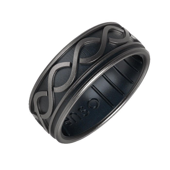 The Lord of the Rings Silicone Ring - Aragorn's Devotion - Platinum/Black Pearl