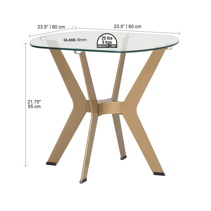 Archtech 24" End Table, Gold / Clear Glass 71012