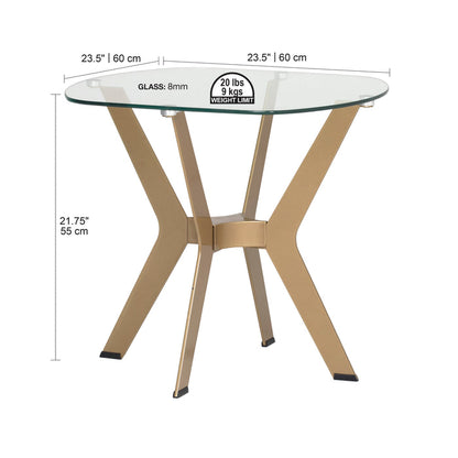 Archtech 24" End Table, Gold / Clear Glass 71012