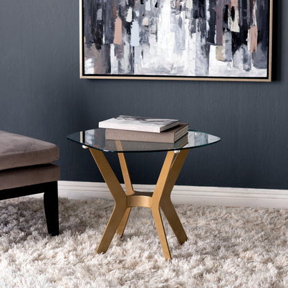Archtech 24" End Table, Gold / Clear Glass 71012