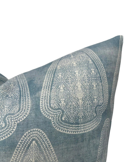Artemis Distressed Pillow Cover in Lake Blue, Susan Connor Textiles