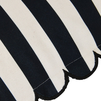 Aruba Scallop Edge Stripe Black Lumbar Cushion 70x35cm