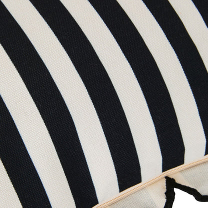 Aruba Scallop Edge Stripe Black Lumbar Cushion 70x35cm