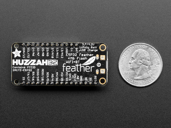 Assembled Adafruit HUZZAH32 – ESP32 Feather Board (with Stacking Headers) by Adafruit - The Pi Hut