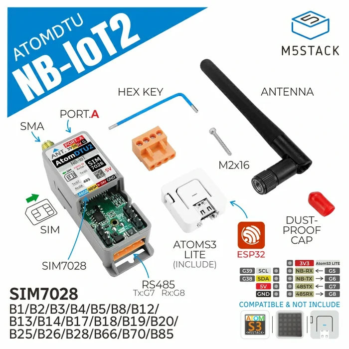 ATOM DTU NB-IoT2 Kit Global Version (SIM7028) - m5stack-store