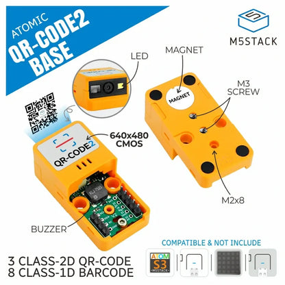 ATOMIC Barcode/QR-Code Scanner 2 Base - m5stack-store