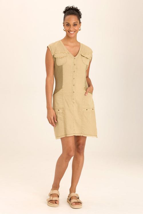 Wearables Austen Linen Stretch Mini Shirt Dress