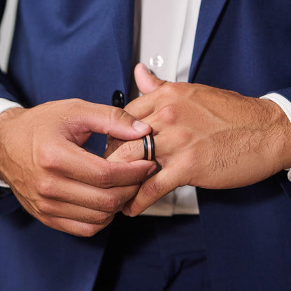 Axis Silicone Ring - Black Pearl/Rose Gold Element