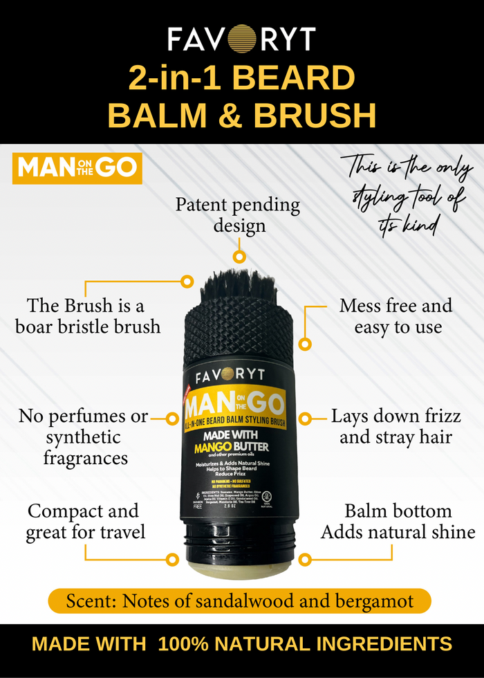 (Backorder - ships 10/30/26) 
Man on the Go Beard Styling Balm and Brush